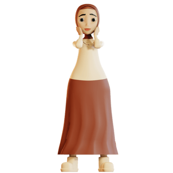 3d hijab character confused png