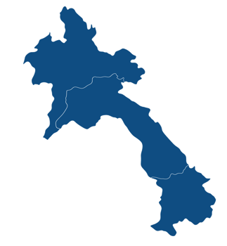 Laos map with blue color three regions png