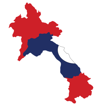Laos map with flag inside png