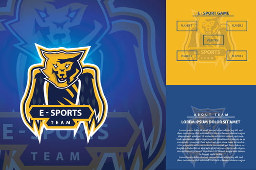 Modern and Creative Lion with wings logo Isolated E sports Tournament Badge Logo Vector for Gaming League or Sports Team vector illustration with mockup presentation