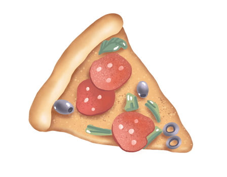 Pizza. Tasty food. Digital illustration png