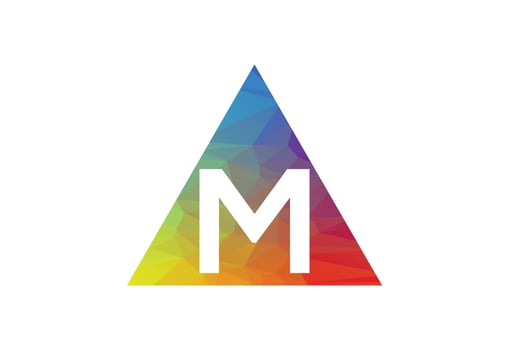Colourful Low Poly and initial M letter logo design, Vector illustration