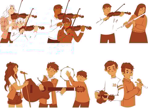 Violinist, Musician, Musician, Vector Set. Set Of Musician