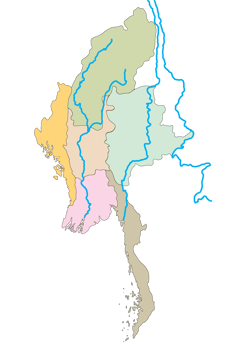 Myanmar map set with river colored map on transparent background png