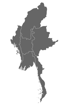 Myanmar map with six regions on transparent background png