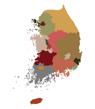 South Korea Map multicolor administrative regions png