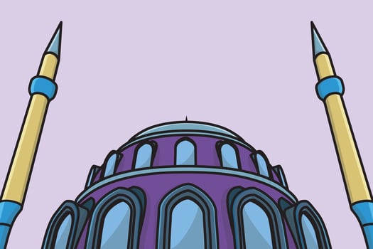 Traditional Colorful Elegant Islamic Mosque Building vector illustration. Muslim building icon concept. Muslim mosque vector design with shadow.