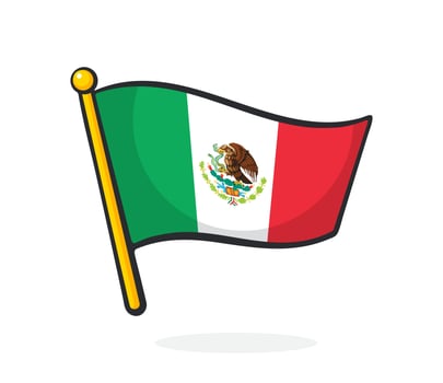 Cartoon illustration of national flag of Mexico vector