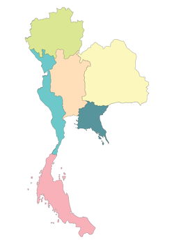 Map of Thailand includes six regions png