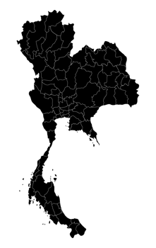 Thailand map on black color and transparent background png