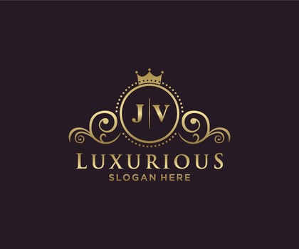 Initial JV Letter Royal Luxury Logo template in vector art for Restaurant, Royalty, Boutique, Cafe, Hotel, Heraldic, Jewelry, Fashion and other vector illustration.