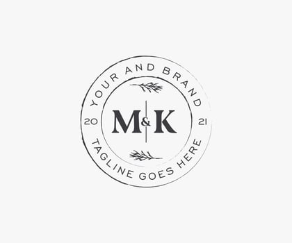 initial MK letters floral frames. Botanical feminine editable premade monoline unique decoration for greeting card, wedding invitation. vector