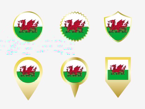 Vector flag set of Wales.