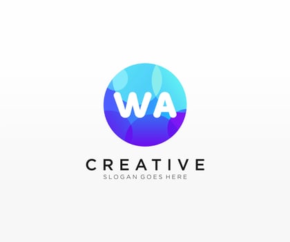 WA initial logo With Colorful Circle template vector. vector