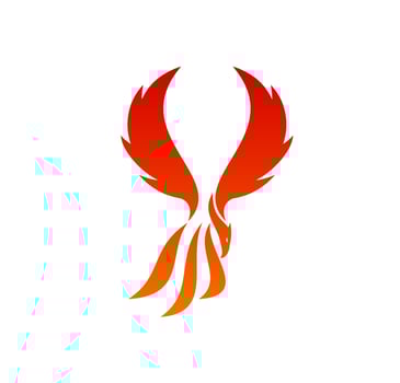 Phoenix, fantasy flaming bird icon or symbol vector