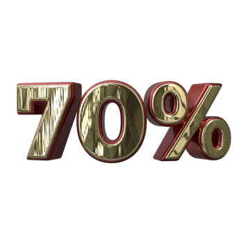 70 percent 3D number transparent background png