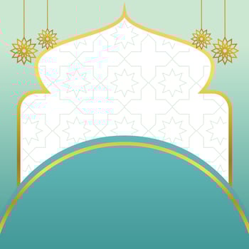 islamic sale poster template with free space for text and image. It has golden color mandala and dome ornament. Design for banners, greeting cards, social media and web. vector