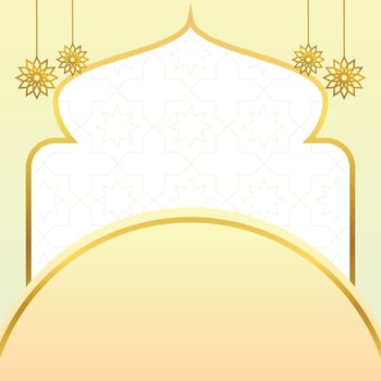 islamic sale poster template with free space for text and image. It has golden color mandala and dome ornament. Design for banners, greeting cards, social media and web. vector