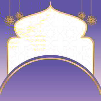 islamic sale poster template with free space for text and image. It has golden color mandala and dome ornament. Design for banners, greeting cards, social media and web. vector
