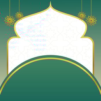 islamic sale poster template with free space for text and image. It has golden color mandala and dome ornament. Design for banners, greeting cards, social media and web. vector