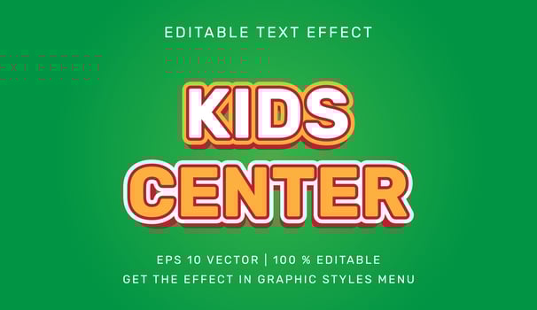 Vector illustration of kids center 3d text effect template