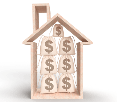 home house wooden bag us dollar currency money symbol sign real estate property business sale mortgage investment residential loan debt financial rent residence money banking broker buyer.3d render png