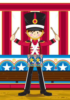Cute Cartoon Nutcracker Drummer Boy Illustration vector