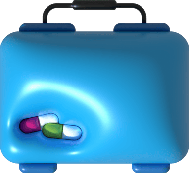 illustration 3D. Medicine box. Medical aid bag. png