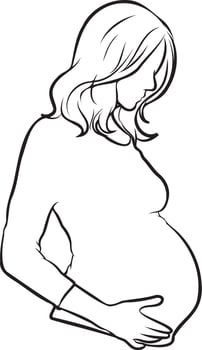 Pregnant Woman Line Drawing. vector