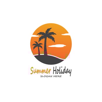 Palm Trees Summer Holidays Logo Design Vector Template Illustration