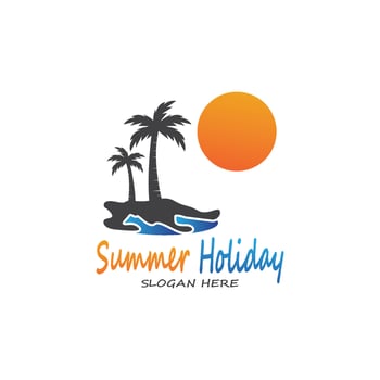 Palm Trees Summer Holidays Logo Design Vector Template Illustration