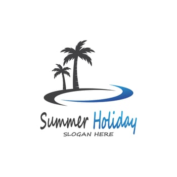 Palm Trees Summer Holidays Logo Design Vector Template Illustration