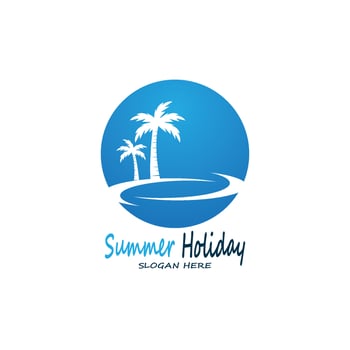 Palm Trees Summer Holidays Logo Design Vector Template Illustration