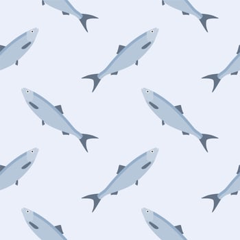 saltwater fish seamless pattern vector illustration. Marine dweller with colorful body and fins for swimming. Modern print for fabric, textiles, wrapping paper. Vector illustration