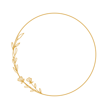 Elegant golden circle floral border with hand drawn leaves and flowers for wedding invitation, thank you card, logo, greeting card png
