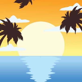 Beach scene illustration design vector