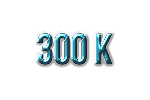 300 k subscribers celebration greeting Number with plastic design png