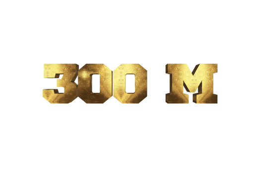 300 million subscribers celebration greeting Number with brass design png