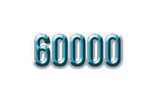 60000 subscribers celebration greeting Number with plastic design png