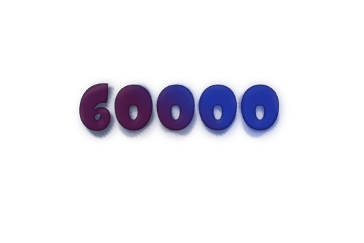 60000 subscribers celebration greeting Number with ink design png