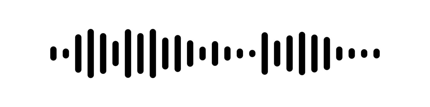 Sound wave or voice message icon. Music waveform, track radio play. Audio equalizer line. Vector illustration