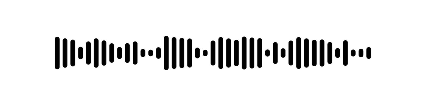Sound wave or voice message icon. Music waveform, track radio play. Audio equalizer line. Vector illustration