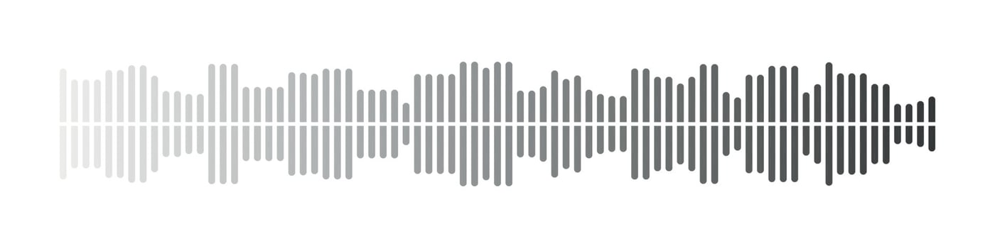 Sound wave or voice message icon. Music waveform, track radio play. Audio equalizer line. Vector illustration