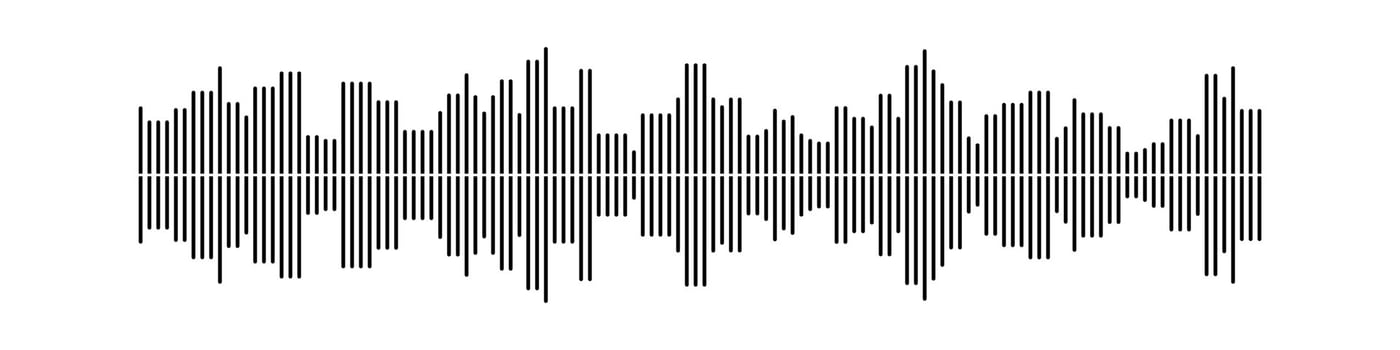 Sound wave or voice message icon. Music waveform, track radio play. Audio equalizer line. Vector illustration