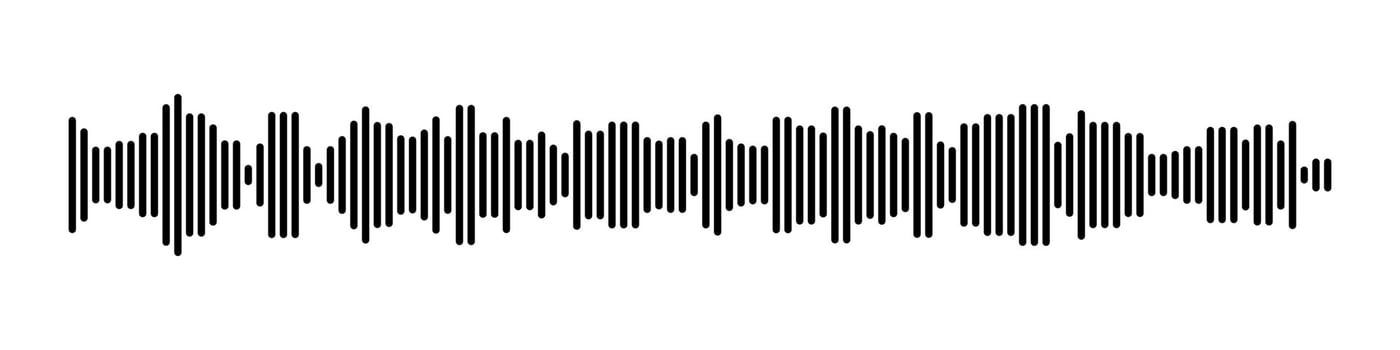 Sound wave or voice message icon. Music waveform, track radio play. Audio equalizer line. Vector illustration