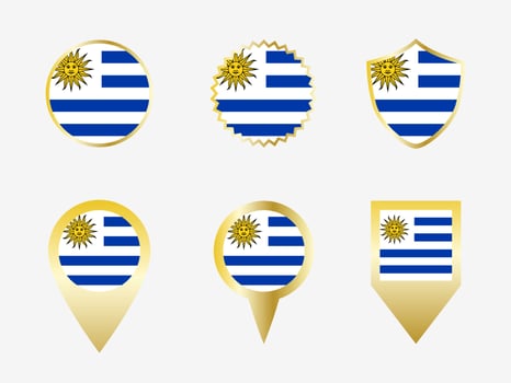 Vector flag set of Uruguay