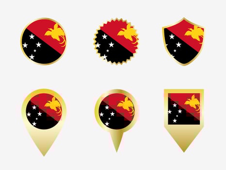Vector flag set of Papua New Guinea