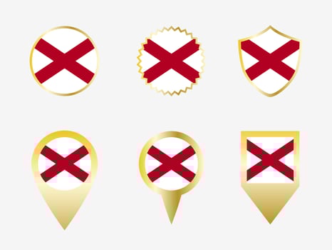 Vector flag set of Alabama, US state
