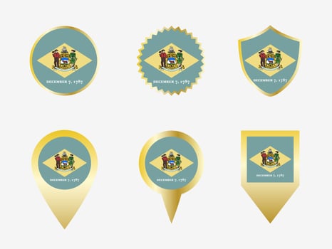 Vector flag set of Delaware, US state