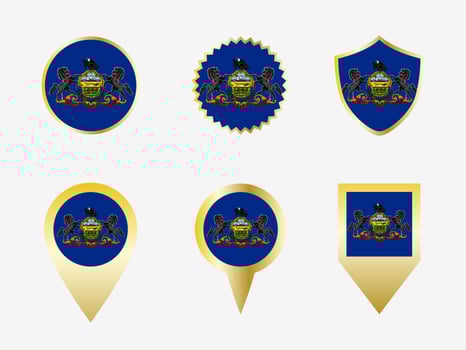 Vector flag set of Pennsylvania, US state